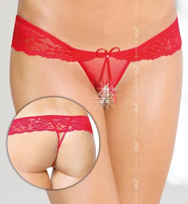 String ouvert avec strass - Rouge - Softline - Strings et Culottes