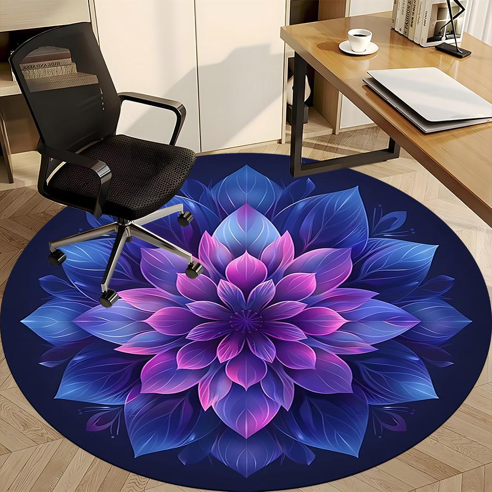 1pc Lotus Mandala Carpet for Office Non Slip, Round Carpet, Soft & Comfortable, Carpet for Office, Lightweight Round Floor Mat