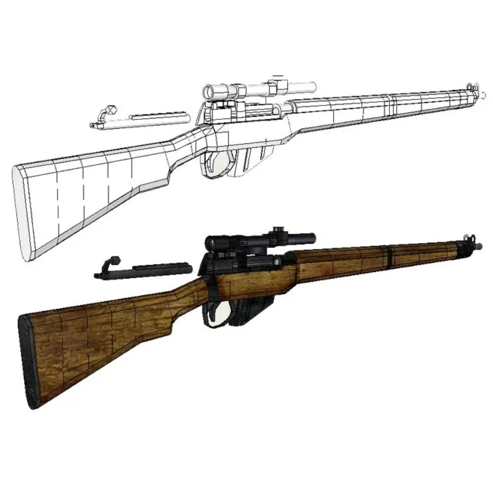 

Ли-Энфилд Бумажная Модель Оружия и Огнестрельного Оружия 3D Рисунки Ручной Работы Военный Пазл