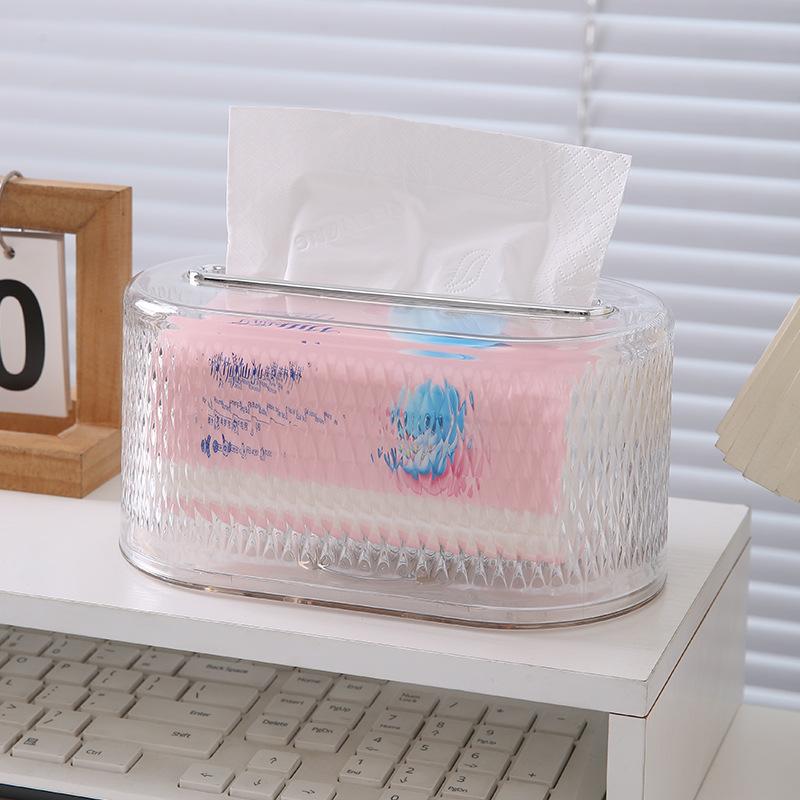 Tissue Box, Living Room Cream Tissue Box, Coffee Table Multi-functional Remote Control Storage, Household Tissue Drawer Box прозрачный