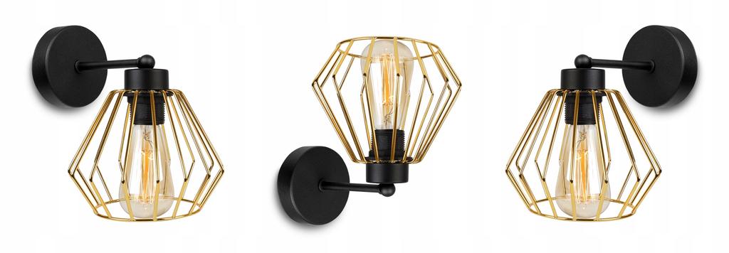 ELEGANT RETRO WALL LAMP WIRE GOLD LOFT