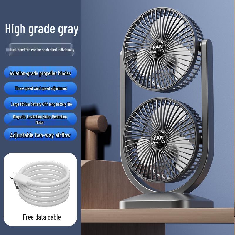 

Dual-Turbine USB Desktop Fan for Dorm or Office Charging 35.5cm x 17.5cm x 12cm