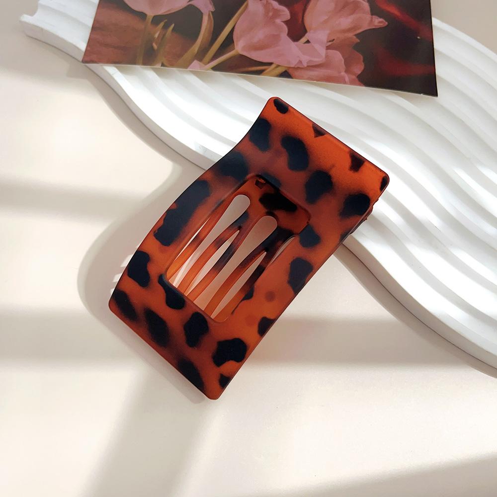 Large French Flat Hair Clips for Women Girls Matte Leopard Rectangle Duckbill Claw Grip Thick Thin Hair Styling Accessories New
