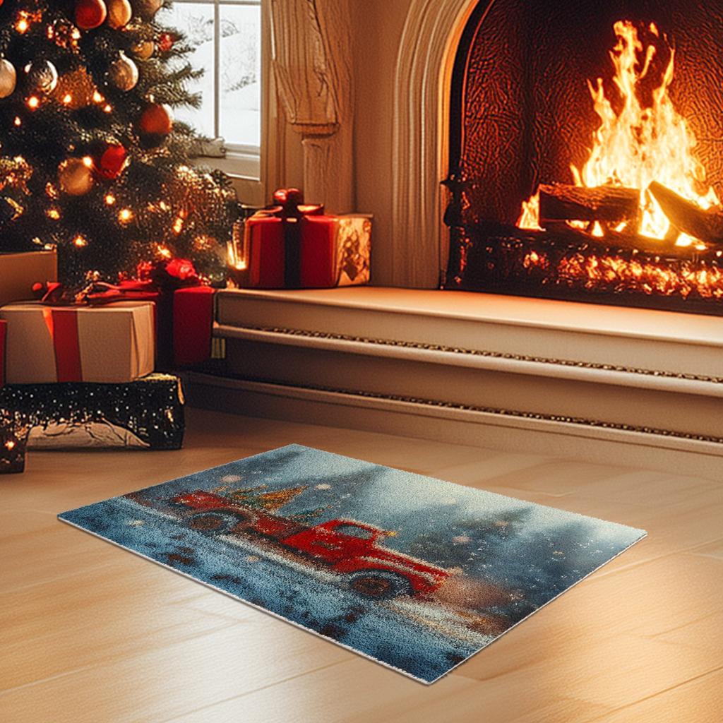 Christmas Floral Entrance Doormat Outdoor Welcome Front Door Mat Room Rugs Hallway Floor Foot Mat Washable