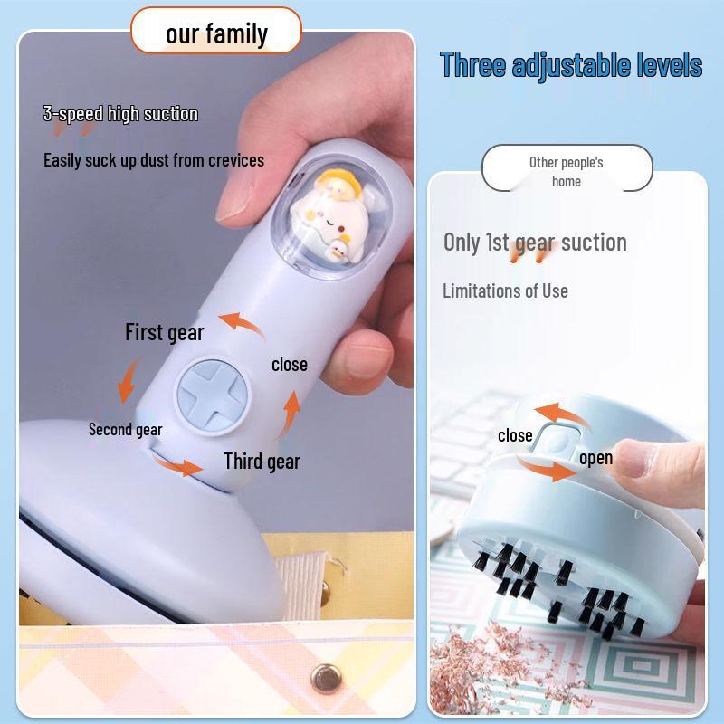 High Suction Handheld Desktop Vacuum with Eraser Crumbs Cleaner for Kids