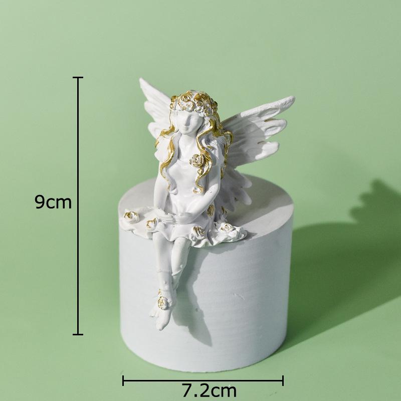Fairy Tale Flower Fairy Statue Desk Decoration Ornaments Creative Angel Characters Resins Sculpture Artwork Room Aesthetic Decor