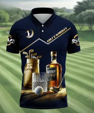 2026 New Men's Casual Sports Short-sleeved Fun Golf Pattern Printed Sports Casual Breathable Polo Shirt