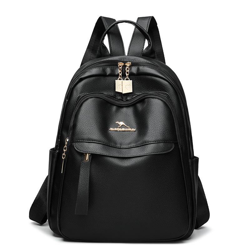 Schoolbag popular backpack women's 1011 new large-capacity leisure travel backpack soft leather fashion schoolbag women's bag