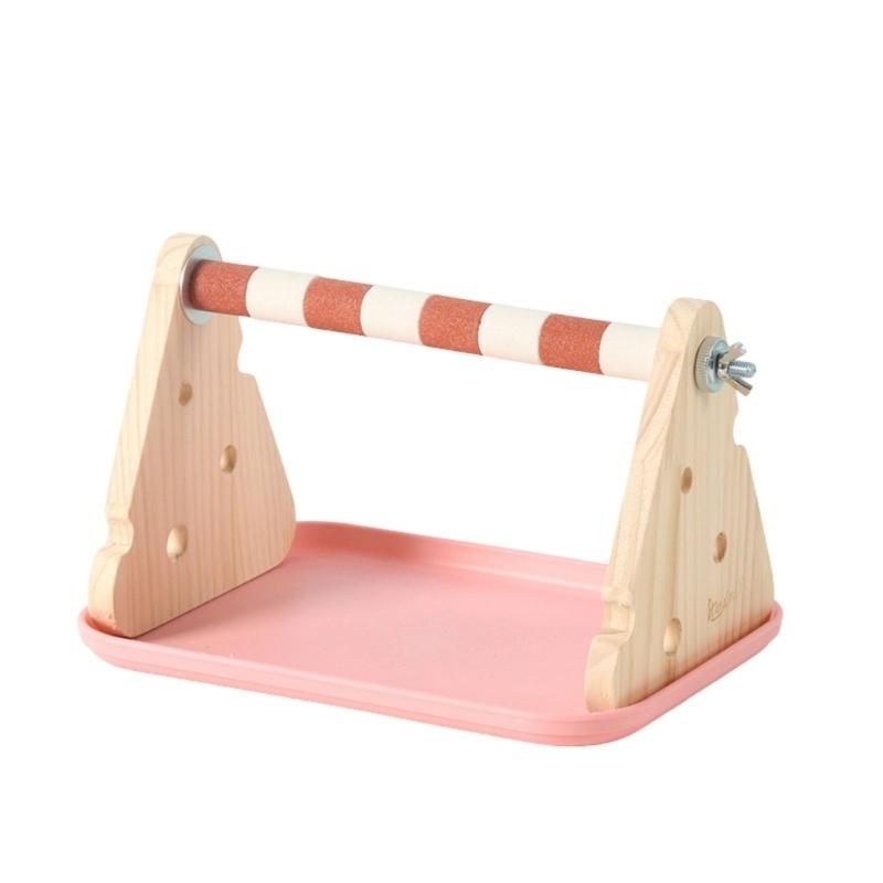 Solid Wood Parrots Resting Perch Sanded Surfaces Design Trimming Stand For Nail Beak Trimming And Interaction Activity Toy