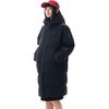 Anta Letter Zipper Hooded Comfortable Breathable Versatile Casual Long Down Jacket Women outerwear Basic-Black 962448902-4