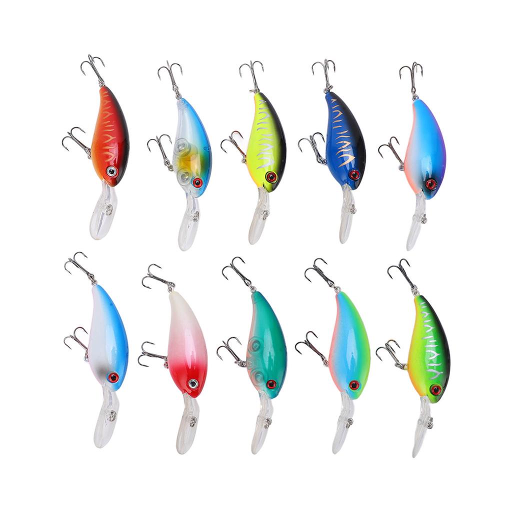 10Pcs Artificial Crankbait 3D Fishing Bait Fishing Accesories for Bass Pikes Freshwater