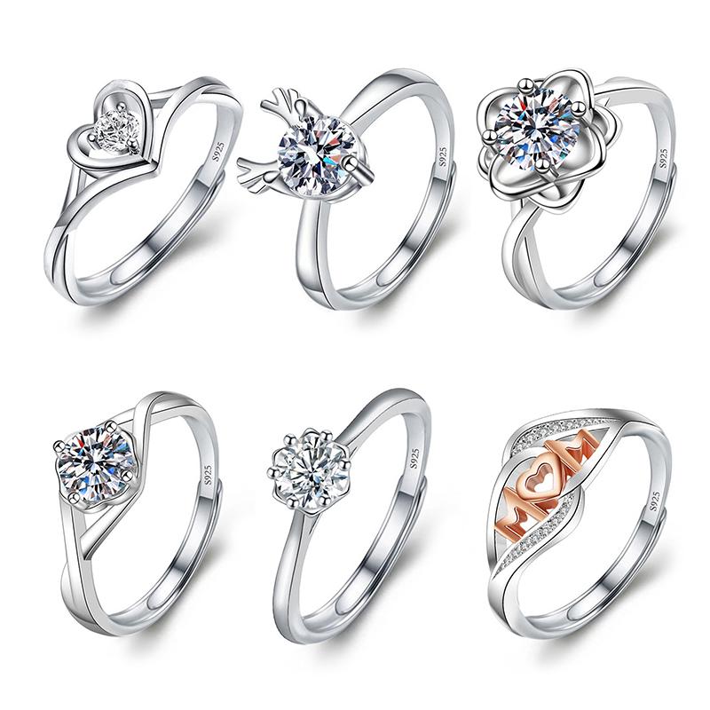 Imitation Diamond Ring For Women Girls Adjustable Opening Finger Ring Senior Exquisite Jewelry Wedding Bride Accessories