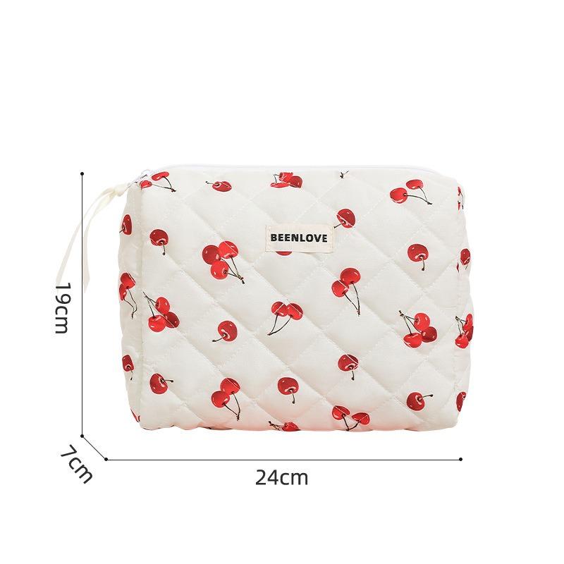 Fashion Large Capacity Quilted Bow Flower Pattern Cosmetic Bag For Women