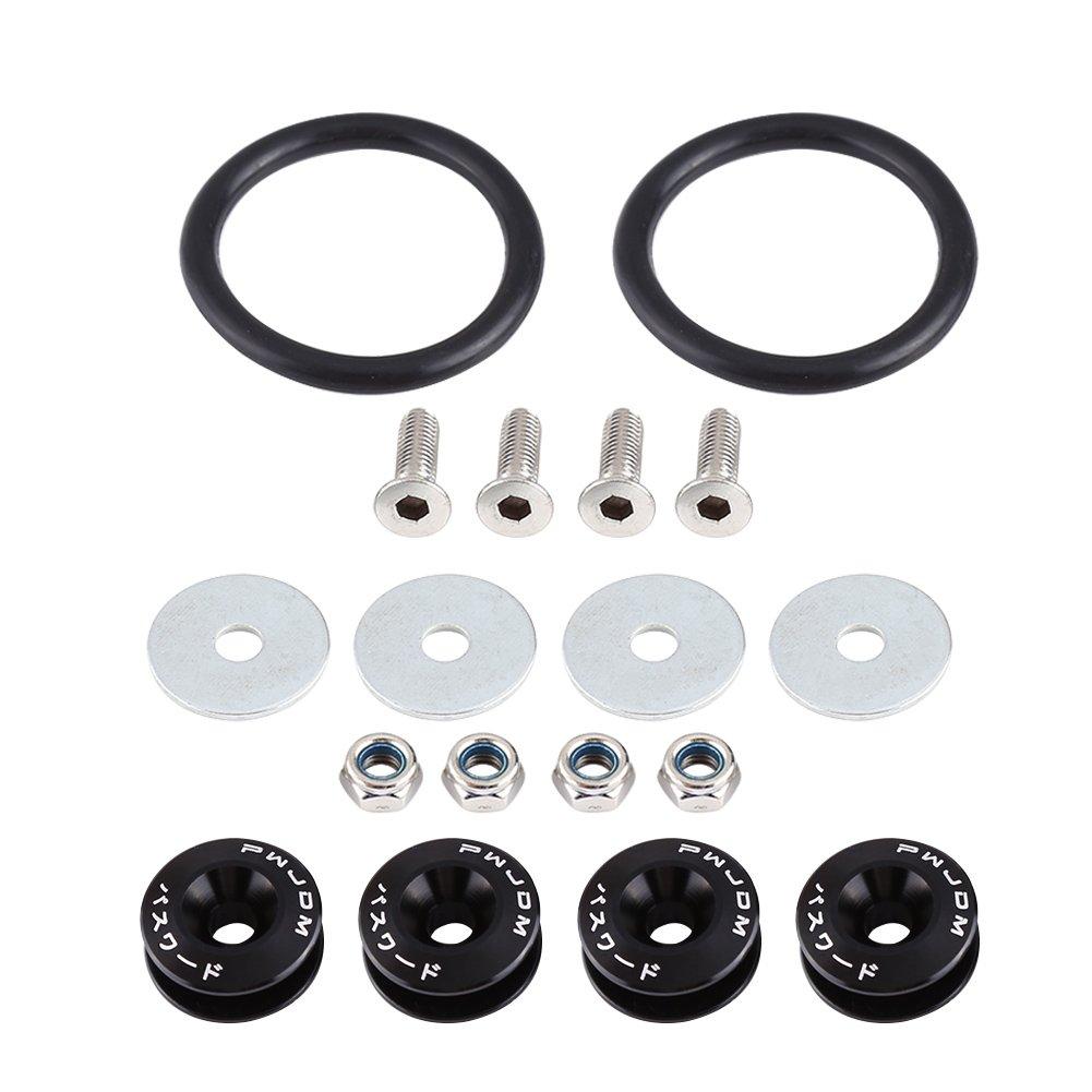 4 Pcs Bumper Washers Car Quick Release Fender Aluminum Alloy 9 Colors Available Durable (Black)