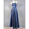 Export Single Gas Field Split Banquet Party Royal Beauty Smooth Acetate Satin Sling Strap Long Dress Chest Pad