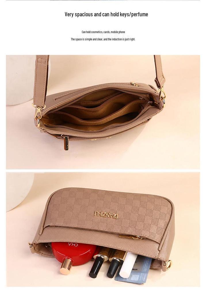 2026 Women's Versatile Plaid Crossbody Moon Bag - Large Capacity, Stylish for Middle-aged