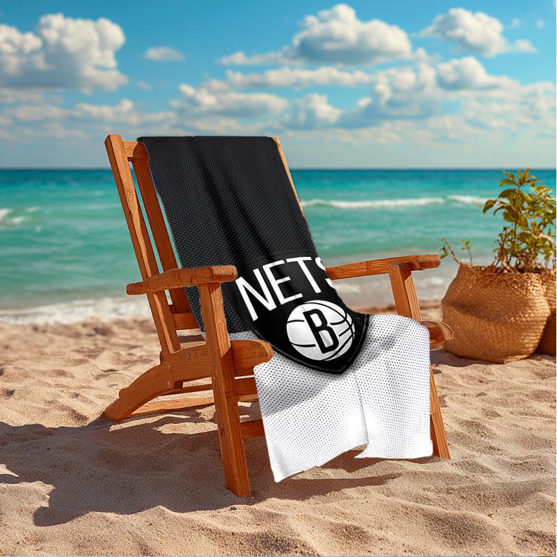 Brook-lyn Nets Art Beach Towel Microfiber Beach Towel, Lightweight and Quick-Dry, for Summer Travel, Swimming Pool Fan Birthday Gift