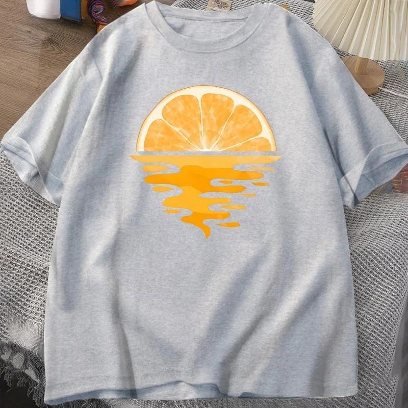 Orange Fruit T Shirt Casual Unisex Unisex Short Sleeve Tee Clothes Fruit Lover Tee Shirt Streetwear Tees Aesthetic Vintage Shirts