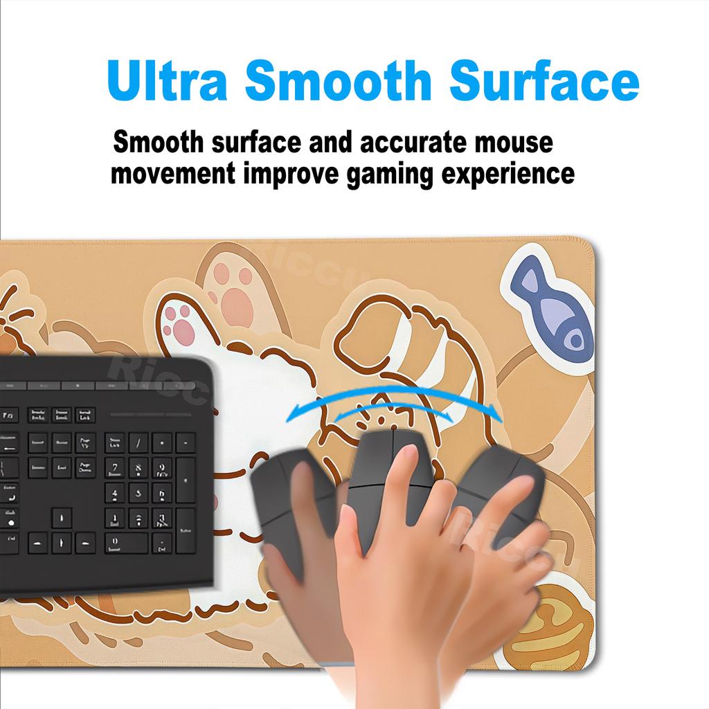 Large Kawaii Pretty Mouse Pad Cute Kitty Computer Keyboard Professional Mouse Mat LockEdge Rubber Non-slip Base Aesthetic Carpet
