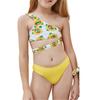Mädchen süßer schulterfreier Bikini mit Sonnenblumen-Aufdruck, zweiteiliger Badeanzug
