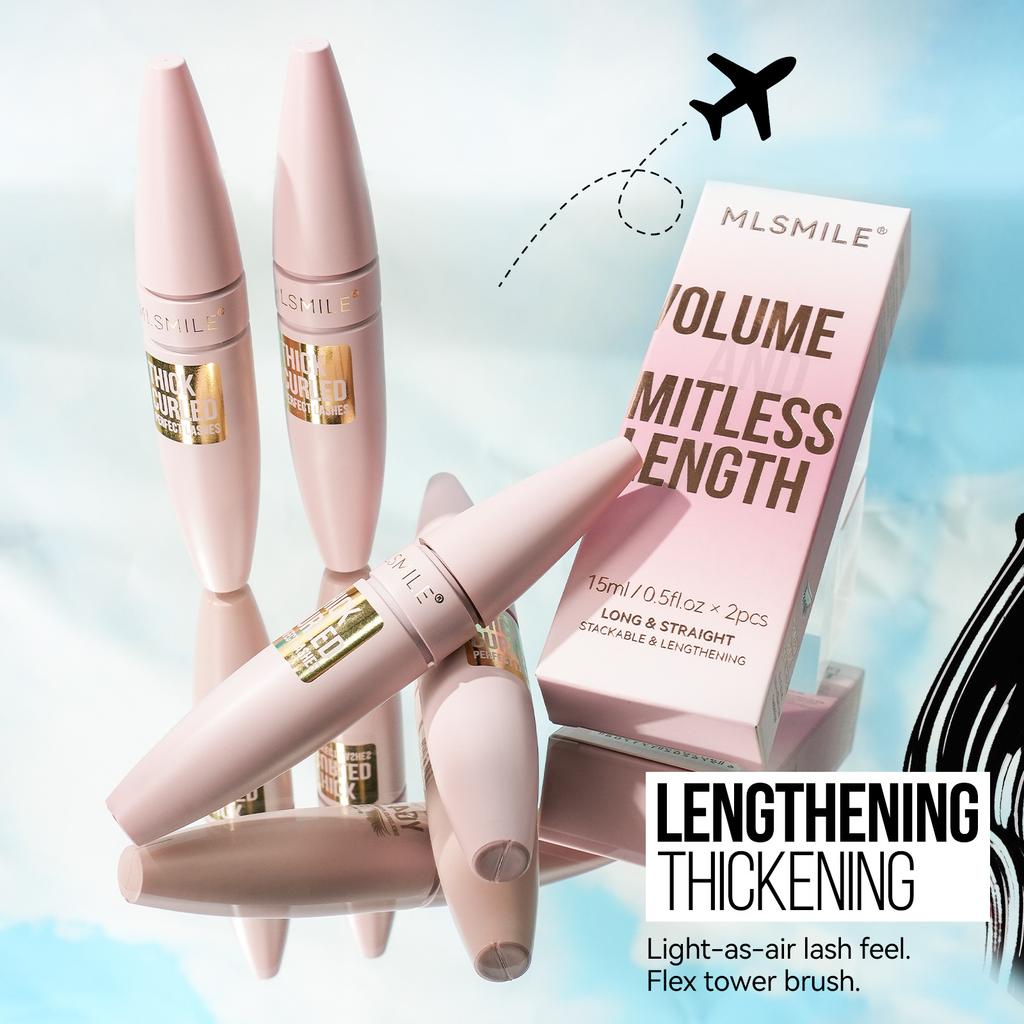 MLSMILE Curling Mascara Set, Waterproof and Smudge Proof, 2 Pieces, Colorful Lash Primer, Volumizing Lengthening, Long Lasting