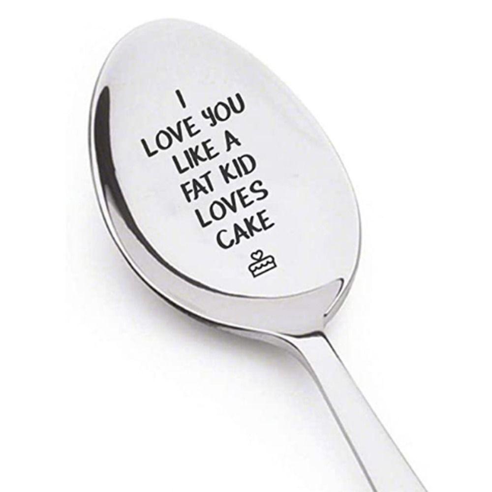 Engraved Design Key of Love Spoon Personalized Text Love Letter Spoon  Romantic Gift