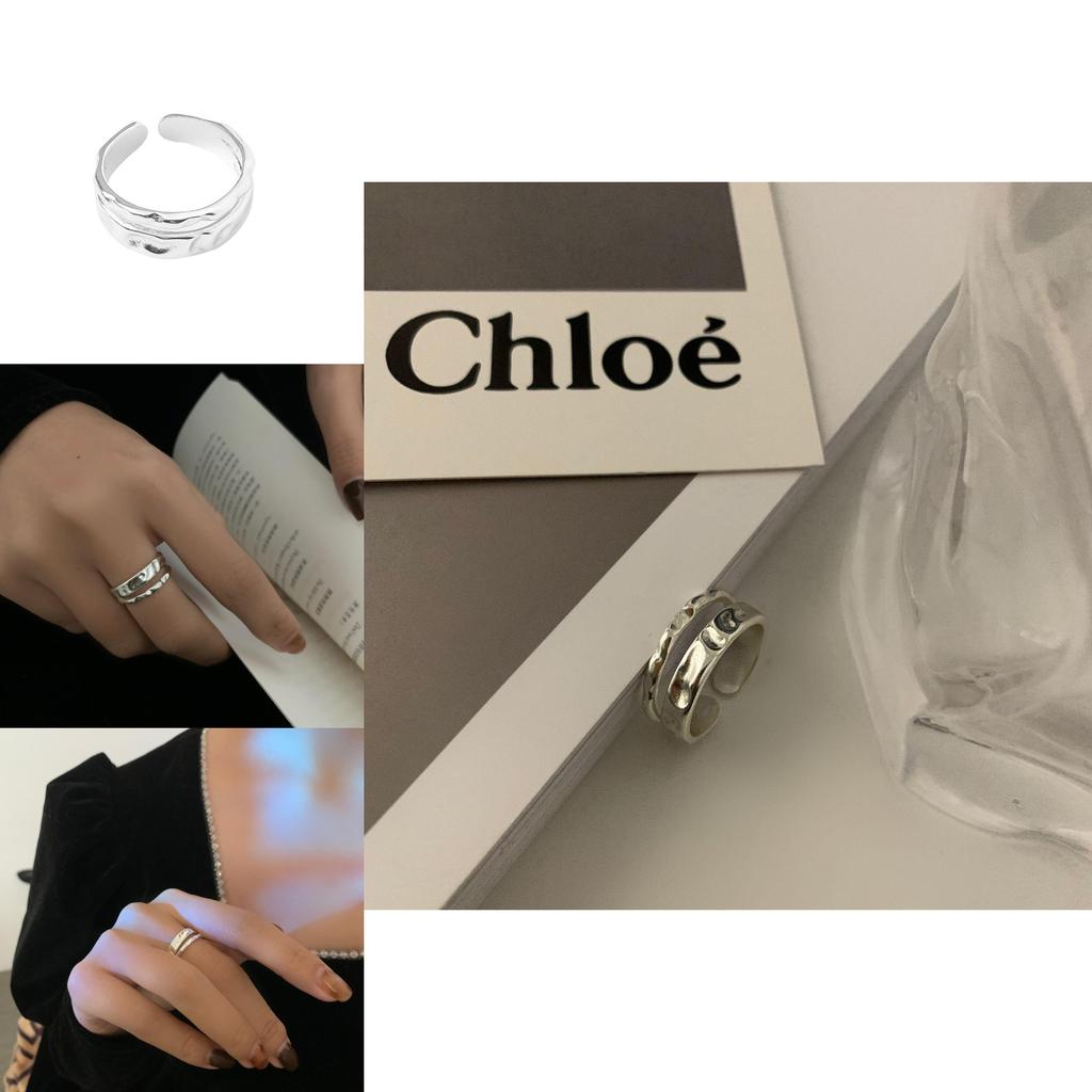 Elegant S925 Silver Candy Wave Pattern Hollow Geometric Ring For Women Fashion