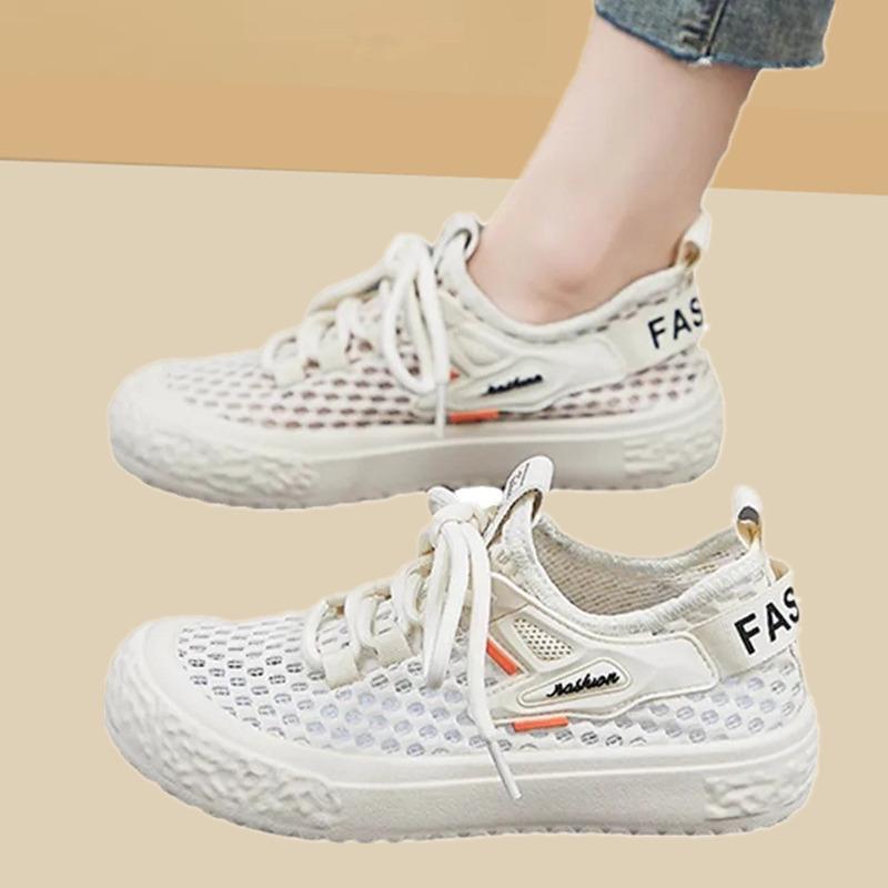 2025 Trendige Damen-Sneaker aus atmungsaktivem Mesh: Sommerlich lässiger koreanischer Stil, vielseitig und leicht mit weicher Sohle und Hohlmuster.