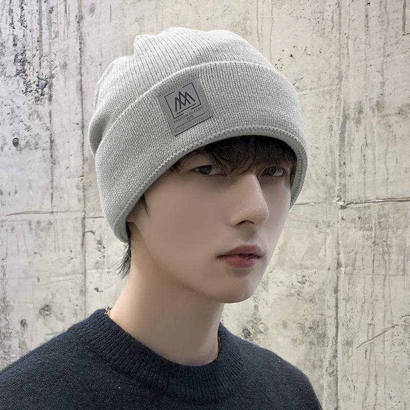 Hat Men's Autumn and Winter Warm Wool Hat Big Head Circumference Knitted Hat Trendy Brand Cotton Hat Velvet Men's Winter Cold Hat Women