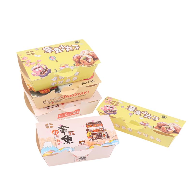 50ks Krabička na balení chobotnicových kuliček Japonské pouliční jídlo Takoyaki Jednorázový papírový kontejner na balení svačin s sebou