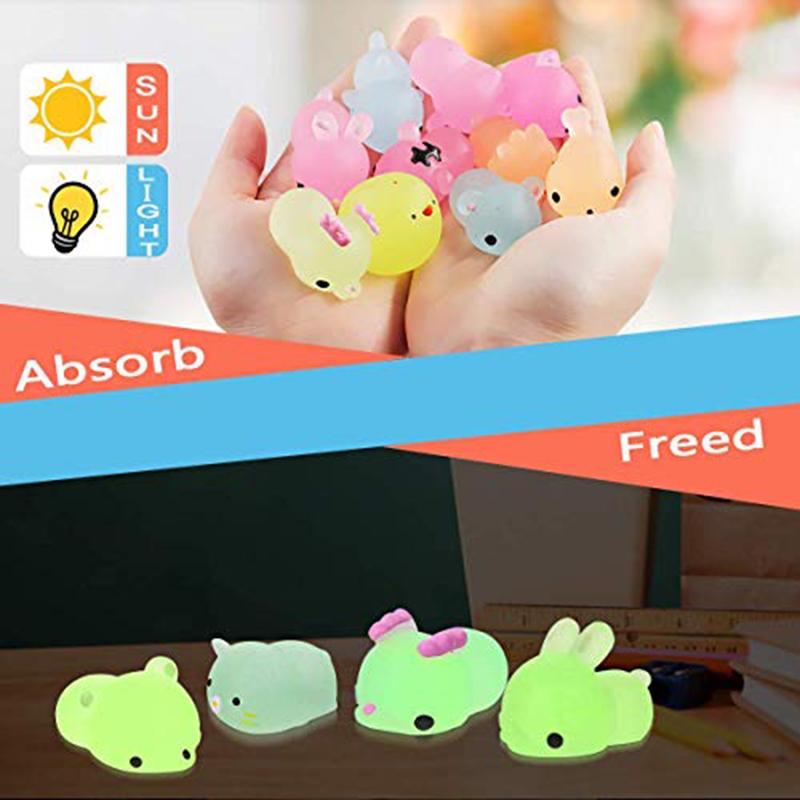 10/30/50PCS Mochi Squishy Toys Glow In The Dark Kawaii Animal Squishies Stress Relief Anxiety Toys Birthday Gifts for Kids