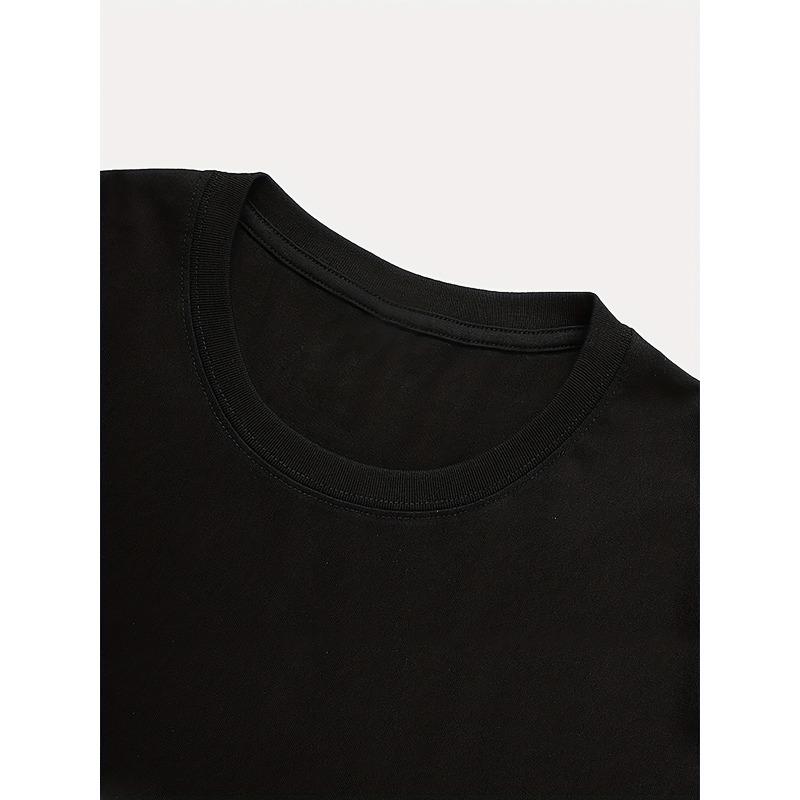 European Sizes Women's Casual Short Sleeve Crew Neck T-Shirt - Black Botanical Dandelion & Birds Print, Soft Breathable Fabric, Machine Washable