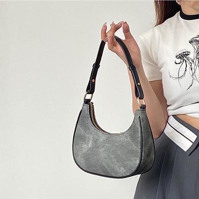 Cool Girl Underarm Shoulder Bag  New Retro Half Moon Crossbody Bag Elegant Temperament Texture Leather Handbags