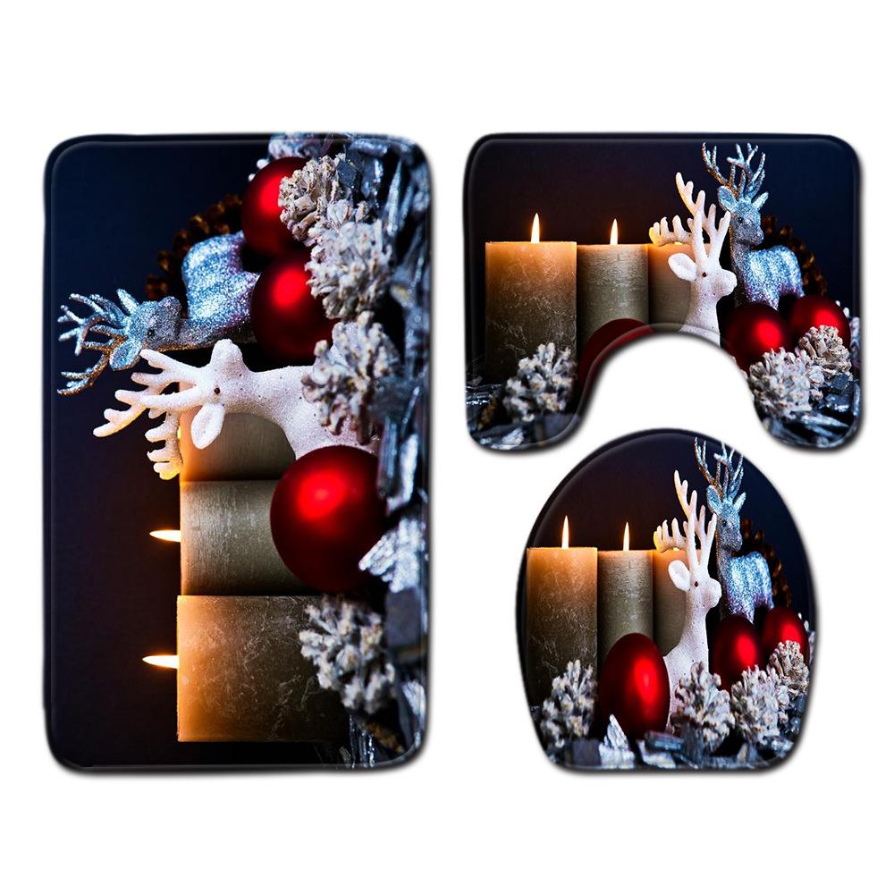 Weihnachts-Badezimmer-Bodenmatte Toilette Dreiteiliges Set