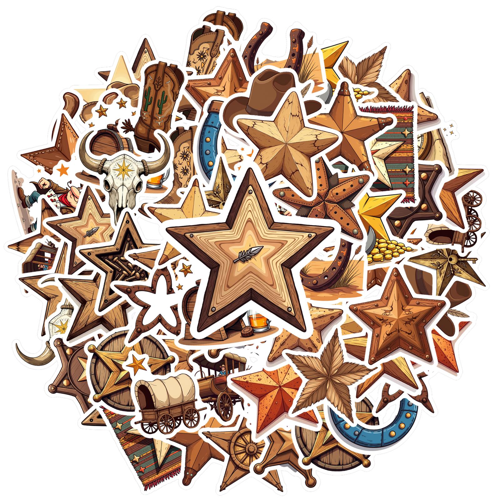 

35pcs-150pcs Western Western Decals Vintage Star Star Sticker Pack Cowboy Stickers For Phone Laptop