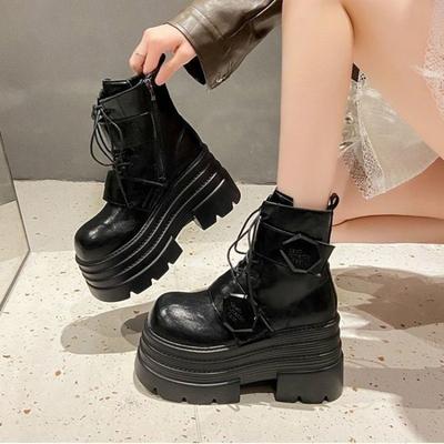 Fashion 2025 New Women's Heighten Design Short Boots Gothic Shoes Street Fashion Lady Rock Boots  Platform Punk Style Women Shoes British Style White