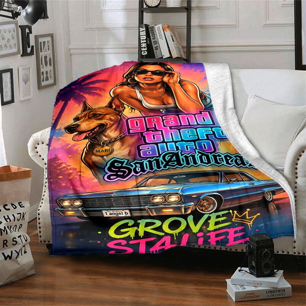 Grand Theft Auto Blanket Soft & Cozy Great for Sofa Chair Seaside All-Season Use Warmthful Decor Unique Gift for Family and Friends Camping