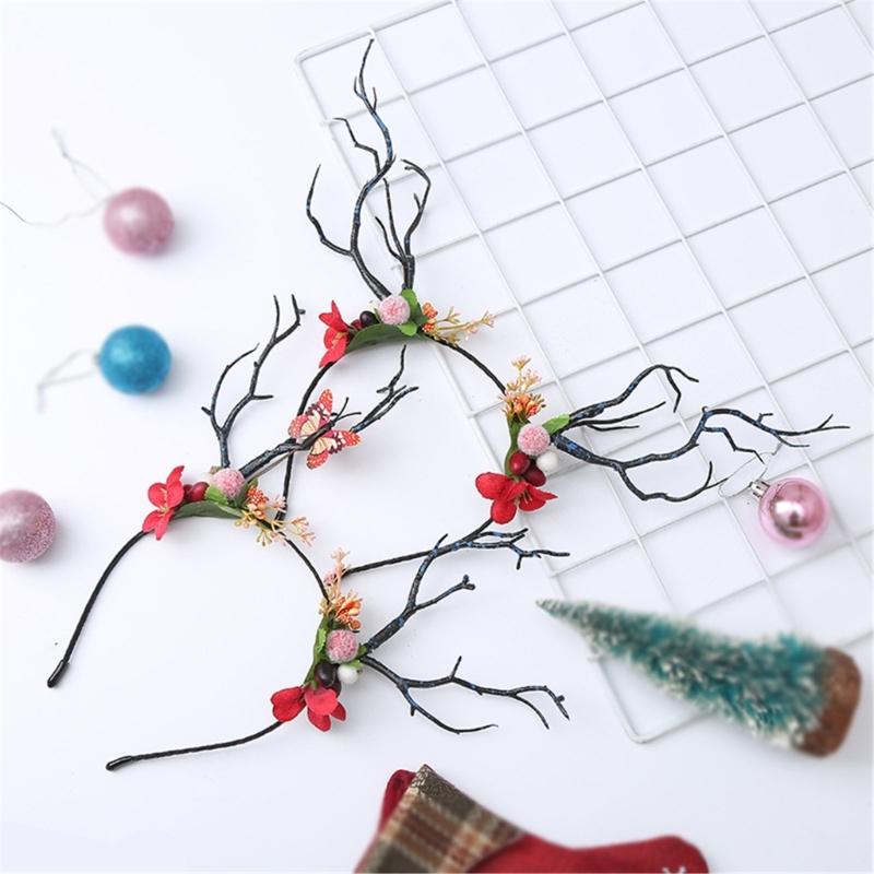 Cute Tree Branch Reindeer Antler Hair Hoop Women Photography Makeup Headband for Christmas Party Hair Accessories