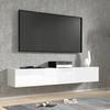 Meuble TV suspendu BINGO 180 cm blanc mat / blanc brillant