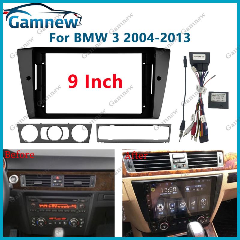 9 Inch Car Frame Fascia Canbus Box Adapter Android Radio Dash Fitting Panel Kit For BMW 3 ( E90 E91 E92 E93 ) 2004-2013