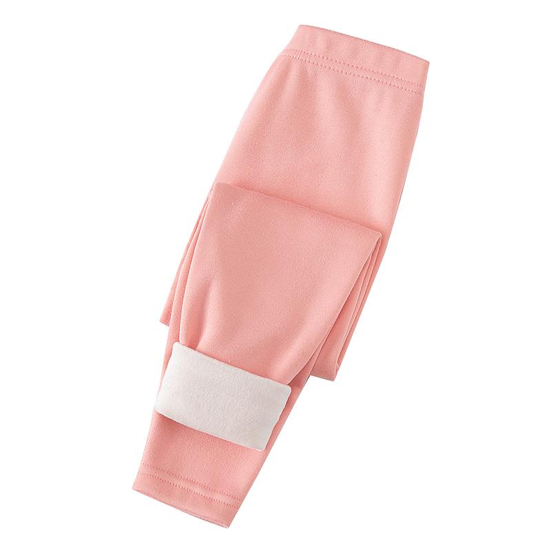 3/1 Piece Set For Autumn And Winter Children Solid Color Thick Warm Leggings For Boys And Girls Casual Sports With Plush Pants