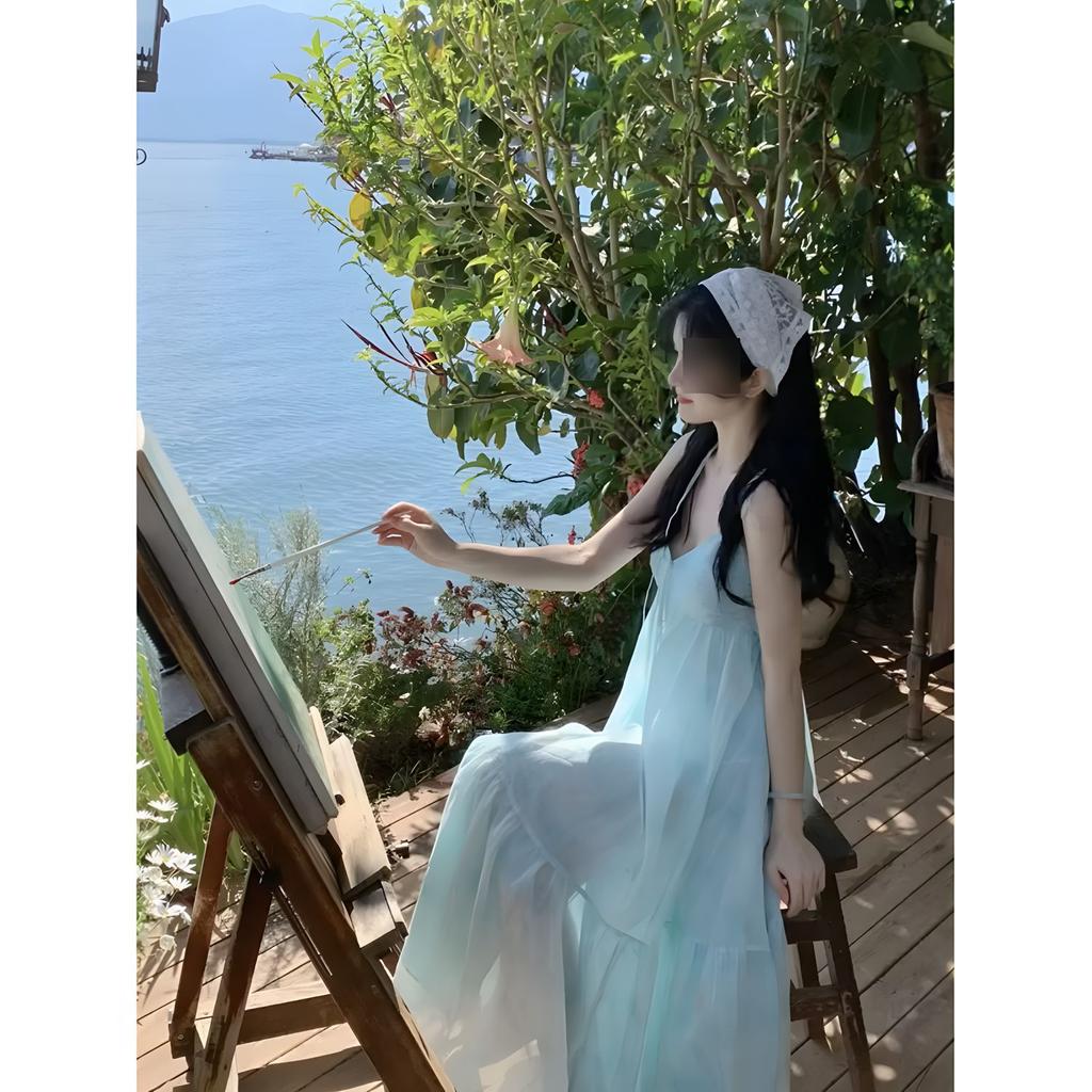 Wear a Resort Beach Skirt, a Super Fairy Floral Backless Slip Dress, and a Women's Long Skirt