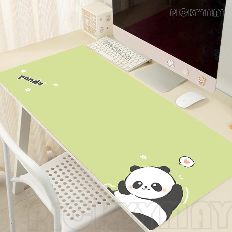 Gamer Mousepad Panda Mouse Pad Large Mouse Mat Green Deskpads Antislip Rubber Desk Rug PC Desk Mats Cute Mousepads xcm