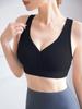 Women Yoga Bra Sports Ribbed V Neck Workout Jogging Wirefree Casual Vest