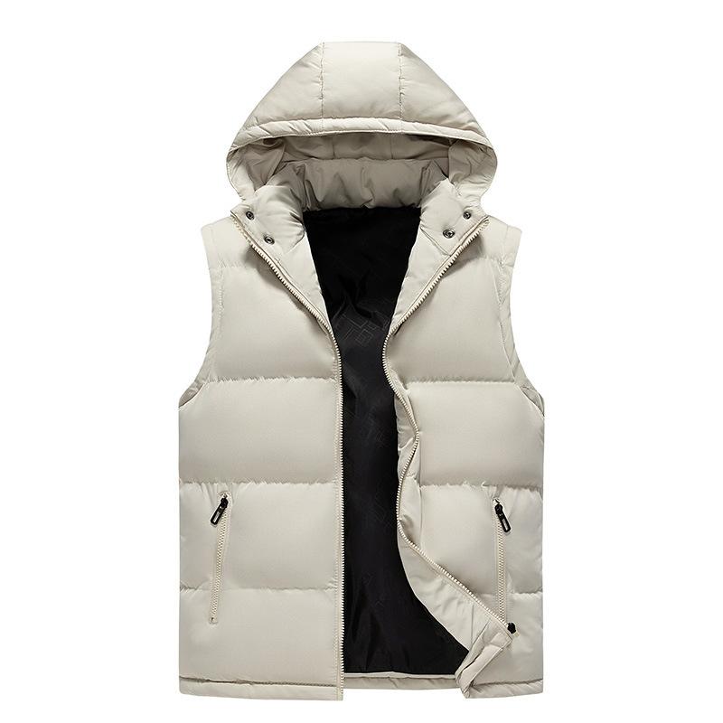 

Men s vest is a must in winter to keep warm and warm. Hooded vest men s thickened windproof and waterproof zipper pocket is casual and fashionable. L бежевый