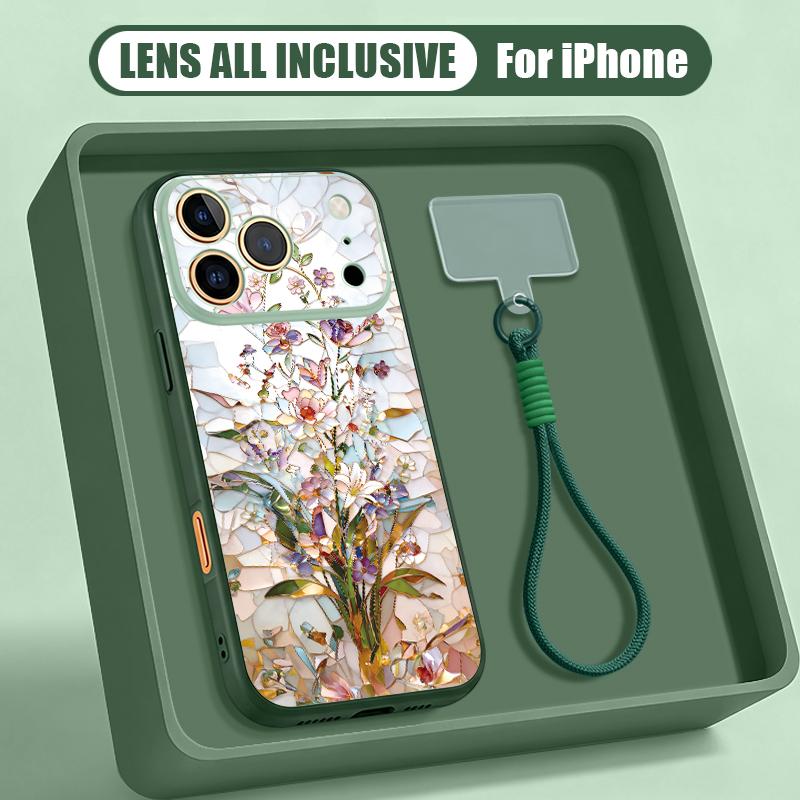 Oil Painting Flower Pattern Hand Strap Case For iPhone 17 Pro Max iPhone 16 15 14 13 Pro Max Magnetic For Magsafe Hybrid TPU+PC Matte Cover