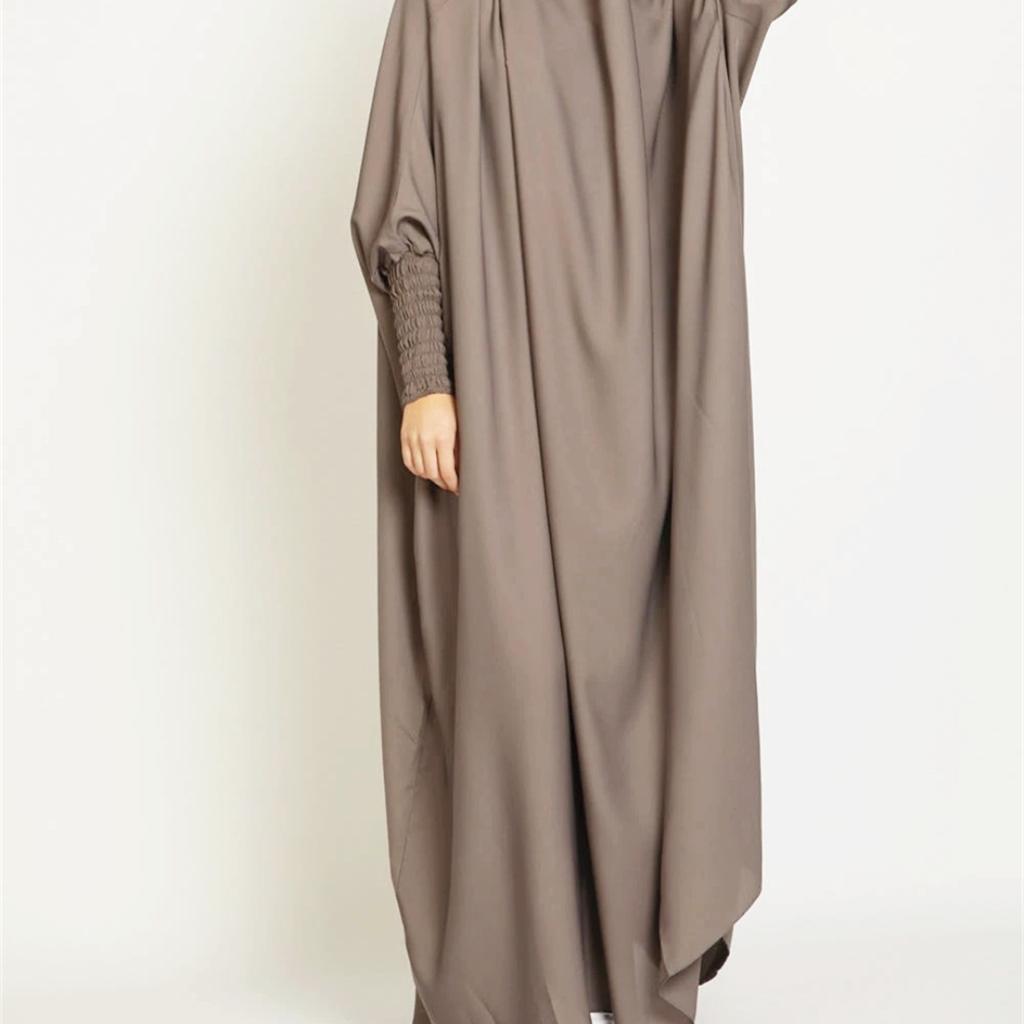 Muslimische Abaya mit Kapuze, Smok-Ärmel, einteiliges Gebetskleid für Damen, Jilbab, islamische Kleidung, Dubai, Saudi-Arabien, schwarze Robe, türkische Bescheidenheit