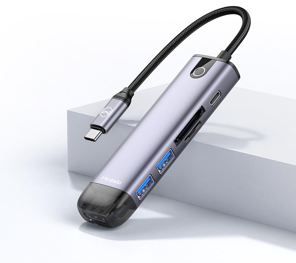 Mcdodo Hub Laptop 6-în-1 USB-C RJ-45 VGA HDMI 4K Pentru Macbook Hu-7740