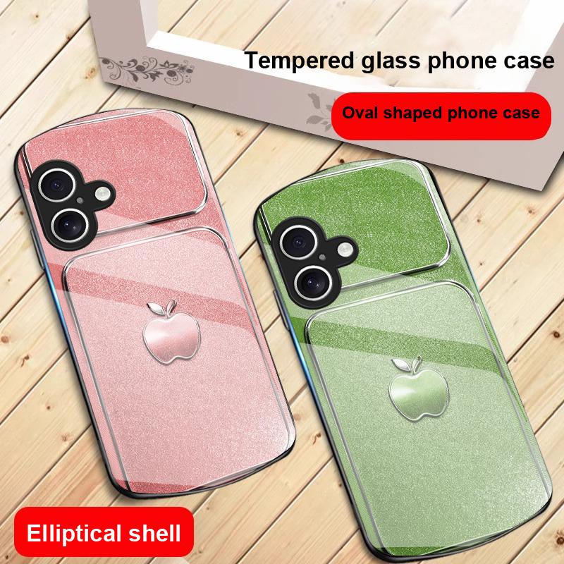 Vintage srebrna ramka Do iPhone 17 16 15 14 13 Plus 12 mini 11 Pro Max XR Xs Max X 7 8 6S 22 20 Eliptyczne szklane etui na telefon