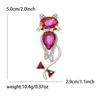 Glass Cat Brooch for Women Rhinestone Animal Kitten Lapel Pins Party Accessories
